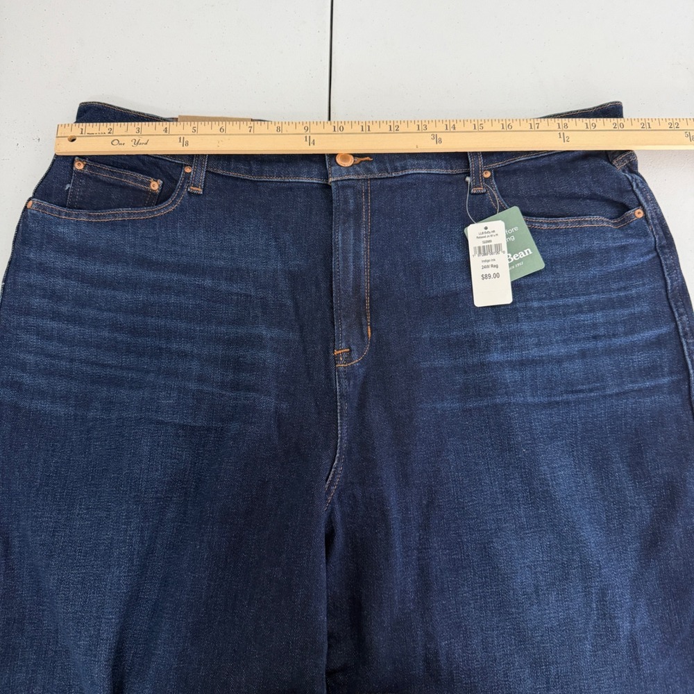 New L.L. Bean Everyday Jeans Womens 24W Plus High Rise Wide Leg Indigo Ink Blue - Picture 10 of 12